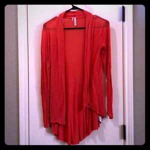 Coral high low light weight cardigan